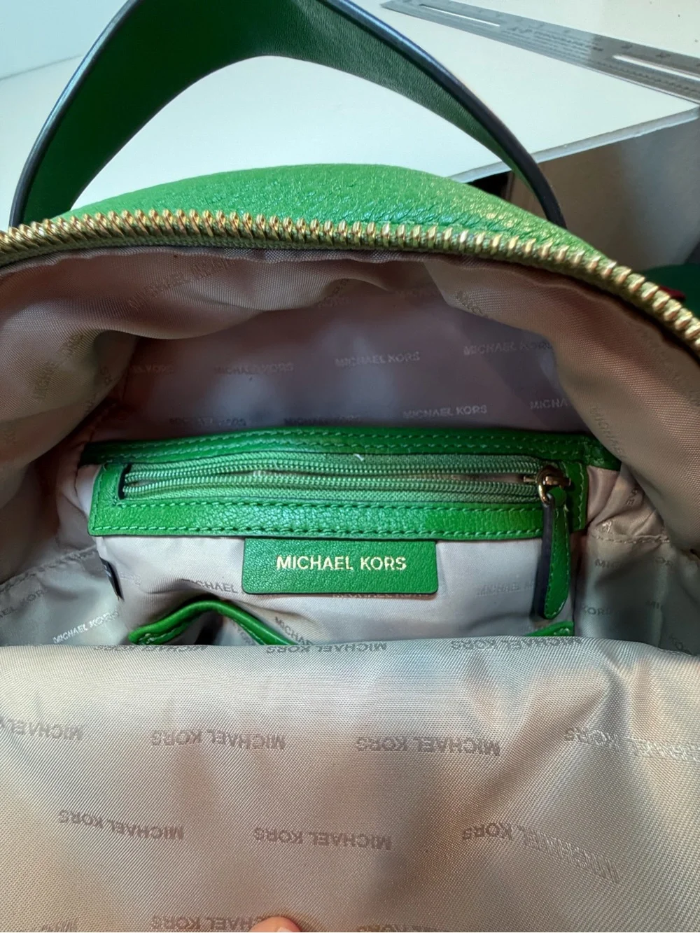 Michael Kors Jessa Small Pebbled Leather Convertible Green Backpack *Nice